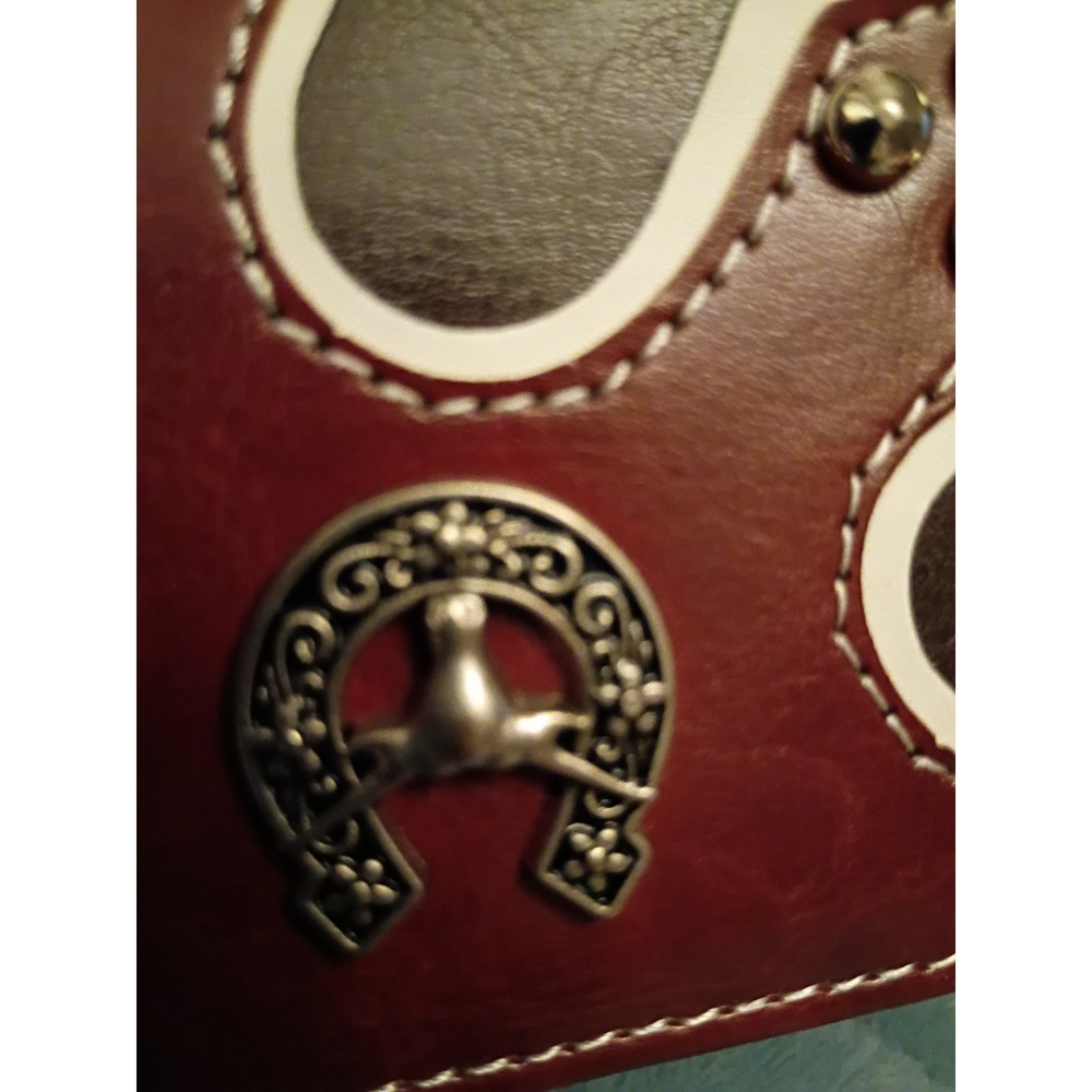Ridge Mountain Cowboy Longhorn Bi-fold Black & Brown Studded Wallet NWOT In Box - Picture 8 of 11